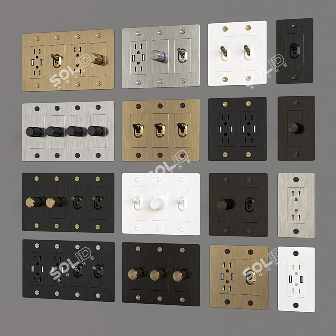 Sleek US Switches in Chic Finishes 3D model image 1