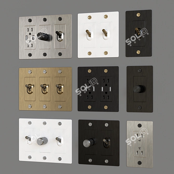 Sleek US Switches in Chic Finishes 3D model image 3