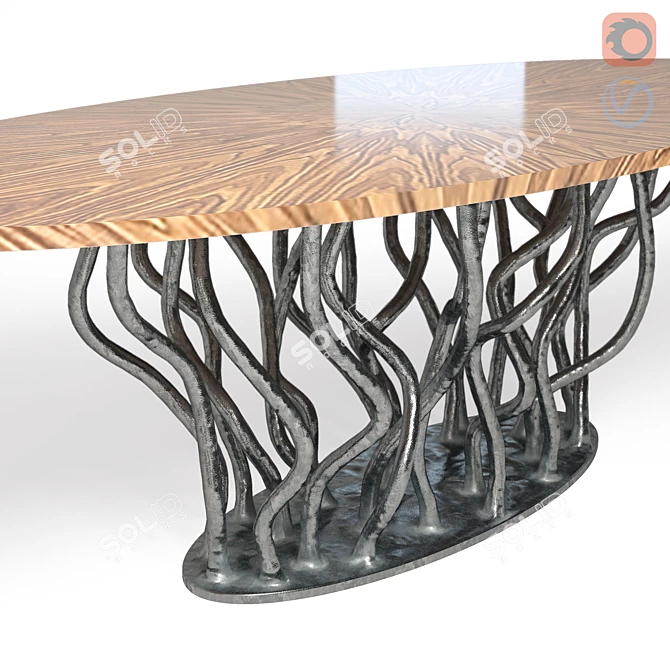 Allana Walnut Brass Dining Table 3D model image 5