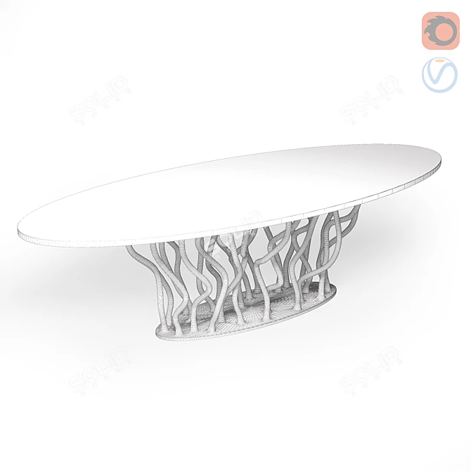 Allana Walnut Brass Dining Table 3D model image 7