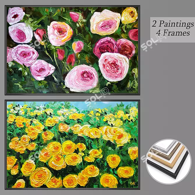 Elegant Wall Art Set with Multiple Frames 3D model image 1