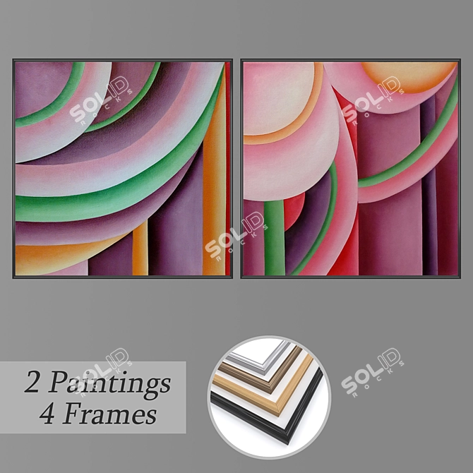 Elegant Wall Painting Set 3D model image 1