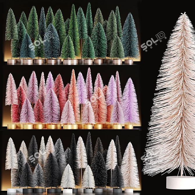 Festive Miniature Christmas Trees 3D model image 1