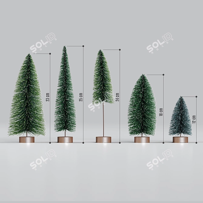 Festive Miniature Christmas Trees 3D model image 2