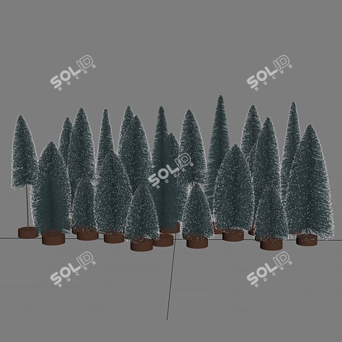 Festive Miniature Christmas Trees 3D model image 4