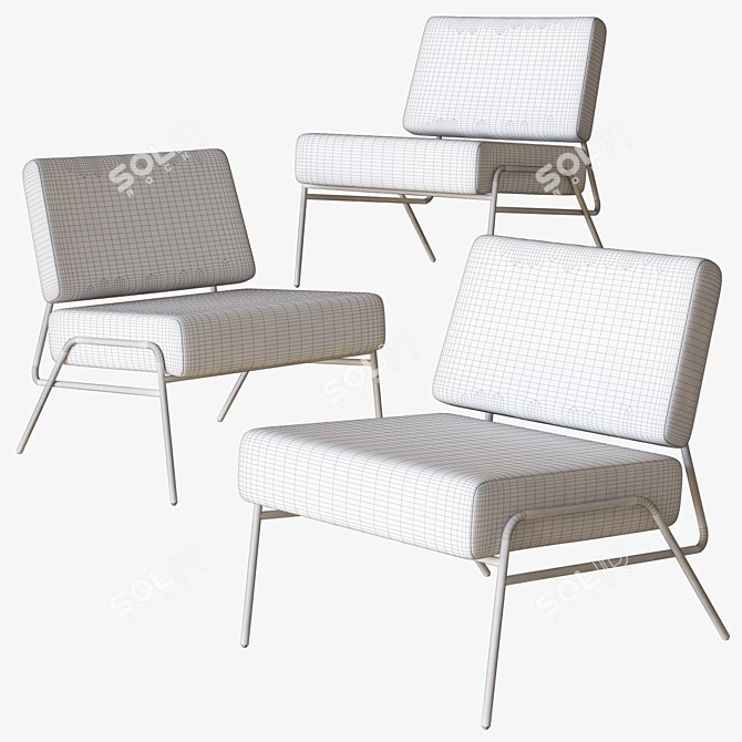 Modern Wire Frame Slipper Chair 3D model image 3