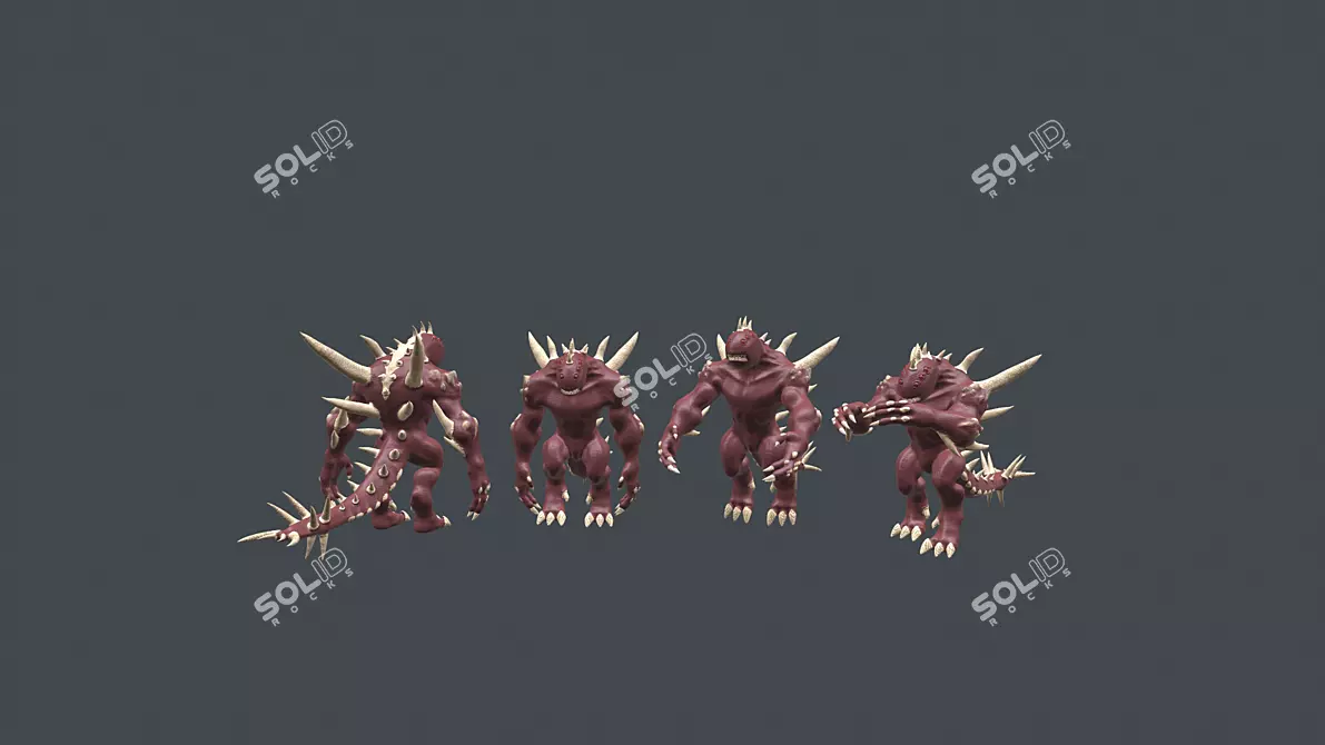 Monstrous Gaming Model: 6 Animations, High-quality Textures 3D model image 4