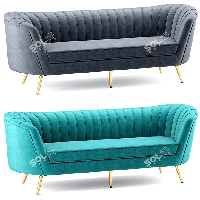 Elegant Margo Velvet Sofa | Luxurious Design 3D model image 2