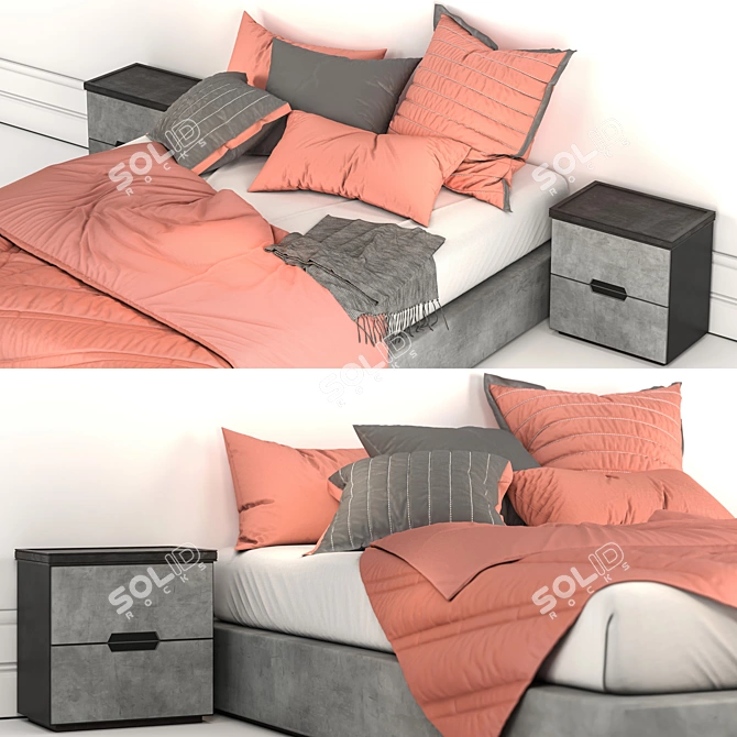 Luxury Linen Bedding Set 3D model image 2
