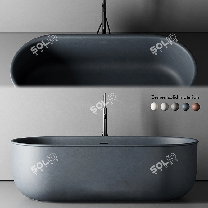 Inbani Prime Oval Cement Bathtub 3D model image 1