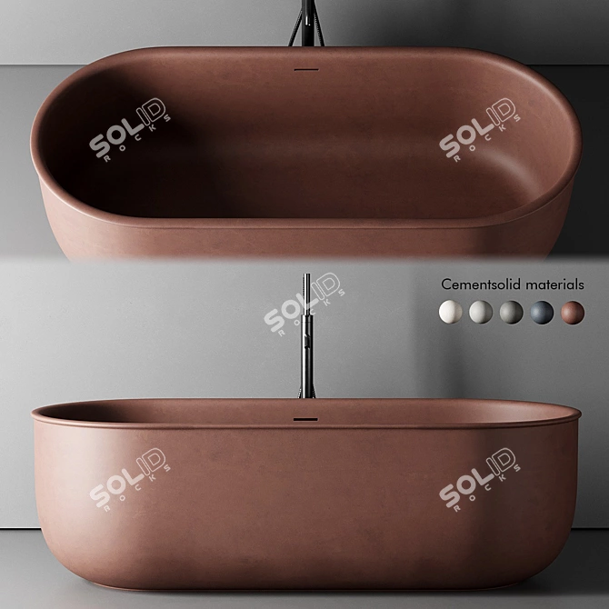 Inbani Prime Oval Cement Bathtub 3D model image 2