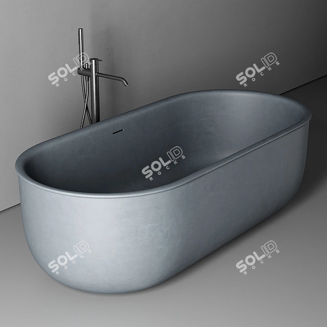 Inbani Prime Oval Cement Bathtub 3D model image 4