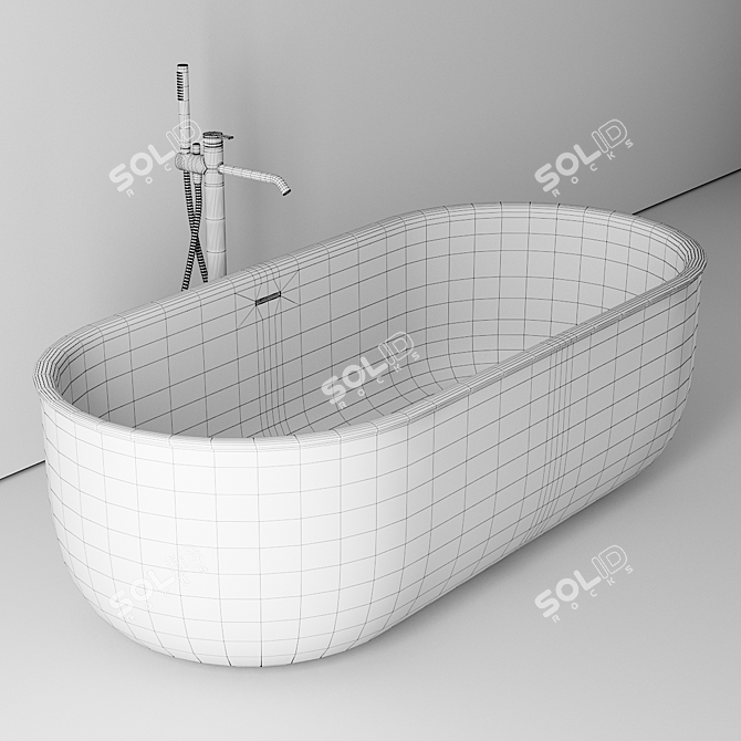 Inbani Prime Oval Cement Bathtub 3D model image 5