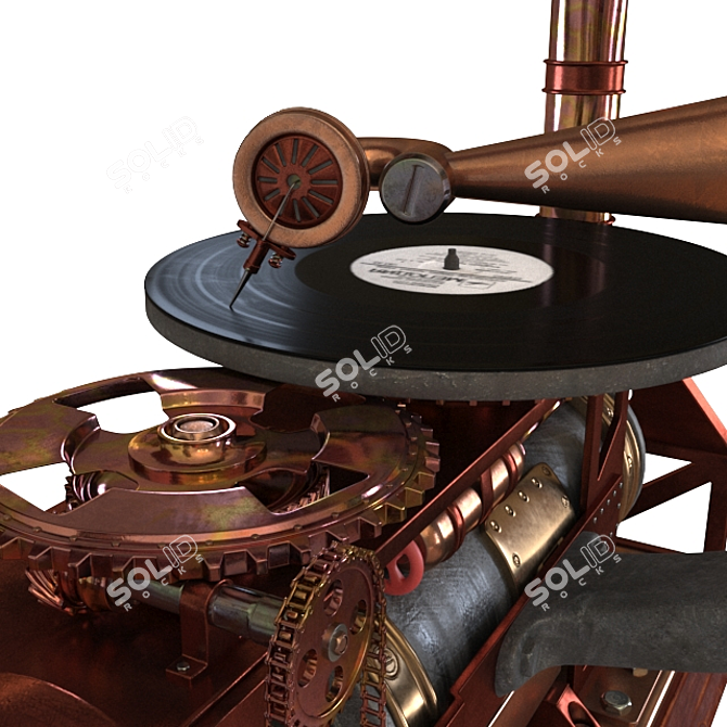 Vintage Steampunk Gramophone 3D model image 3