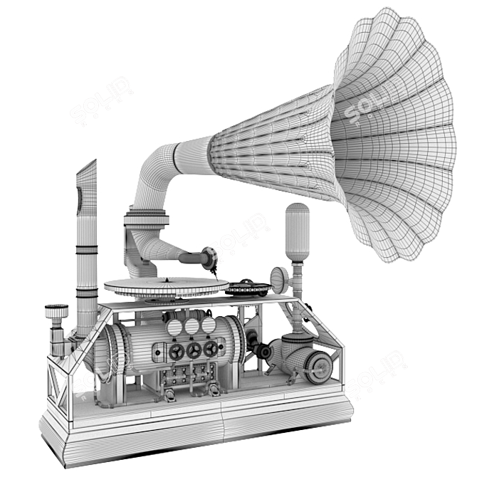 Vintage Steampunk Gramophone 3D model image 5