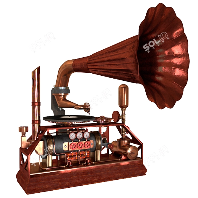 Vintage Steampunk Gramophone 3D model image 7