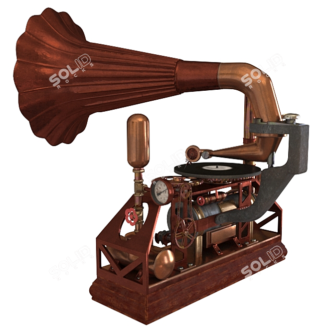 Vintage Steampunk Gramophone 3D model image 8