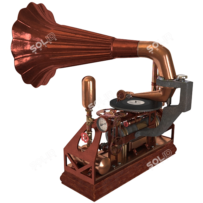 Vintage Steampunk Gramophone 3D model image 13