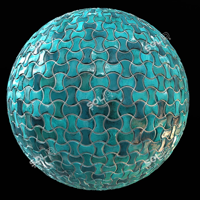 Elegant Teal Tile Material 3D model image 1