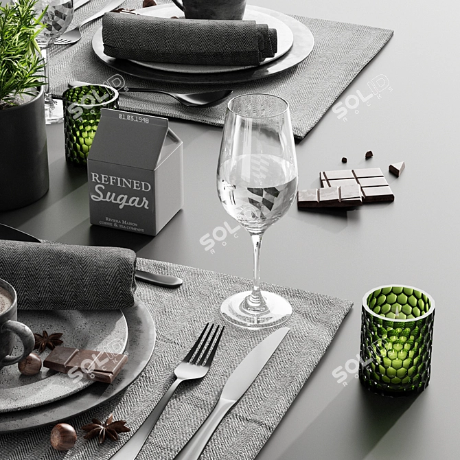 Elegant Dining Table Decor 3D model image 4