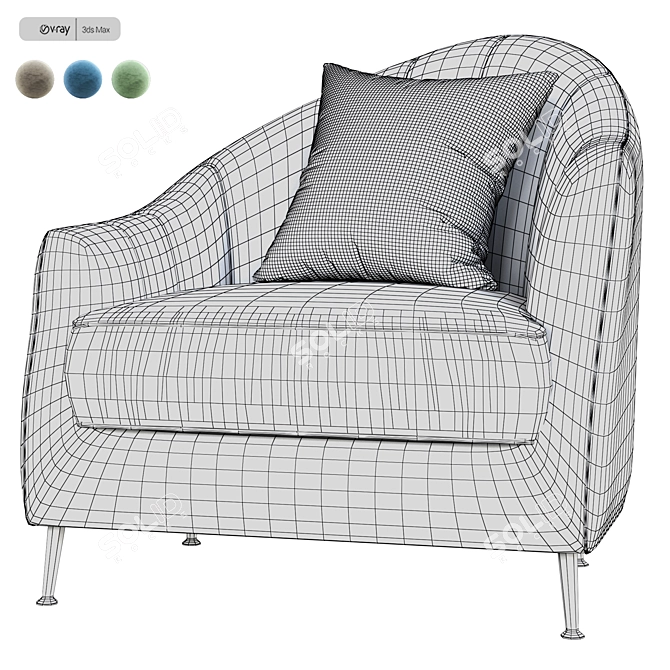 Elegant Gauche Chair: Divine Occasional Seating 3D model image 6