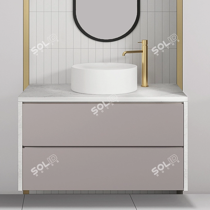 Modern White Bathroom Set 3D model image 2