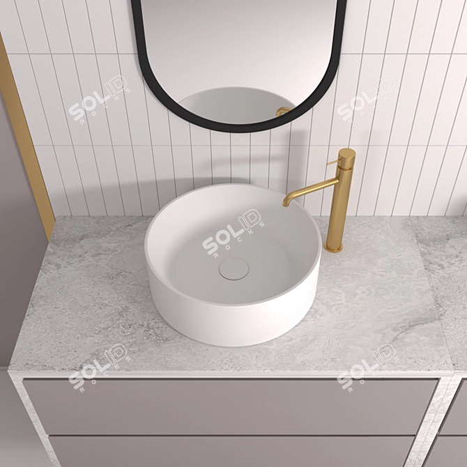 Modern White Bathroom Set 3D model image 3