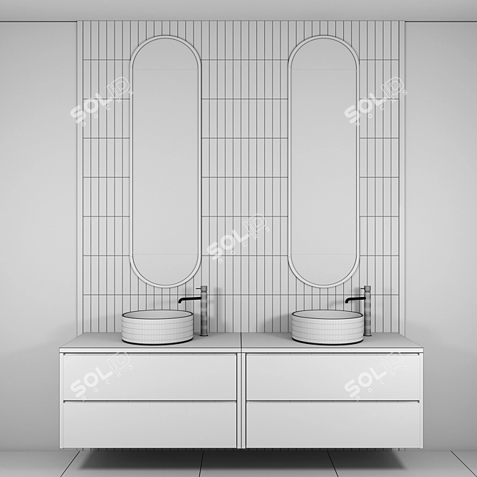 Modern White Bathroom Set 3D model image 4