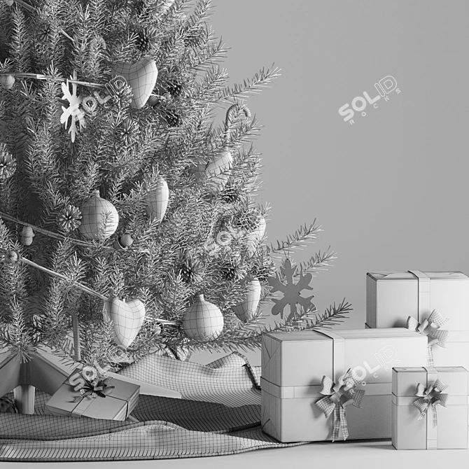 Festive Christmas Tree with Decorations 3D model image 3