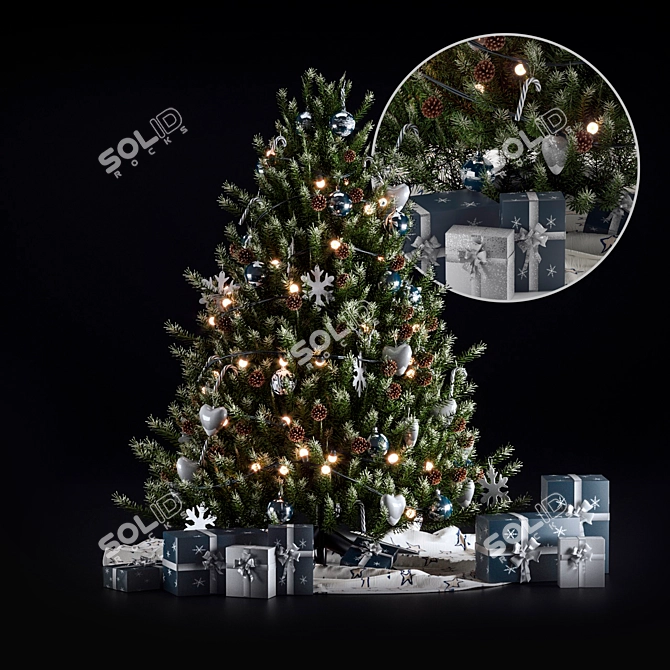 Festive Christmas Tree with Decorations 3D model image 4