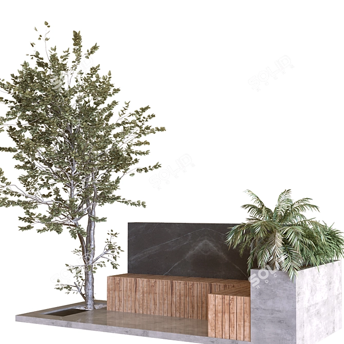 Botanic Bench Set: 032 - Nature-inspired 3D Model 3D model image 5