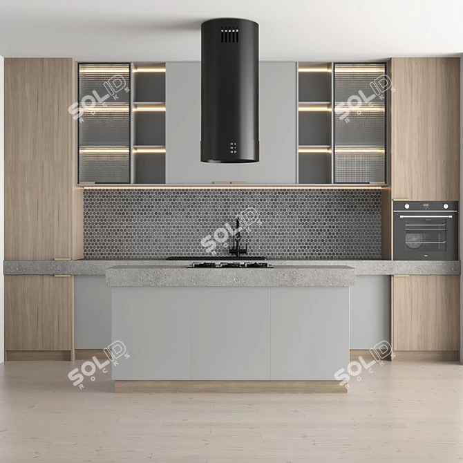 Modular Hadi Kitchen - Customizable & Space-saving 3D model image 1