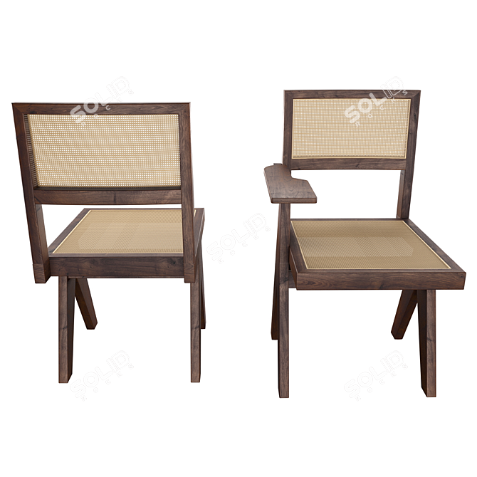Elegant Wood Dining Chair 3D model image 2