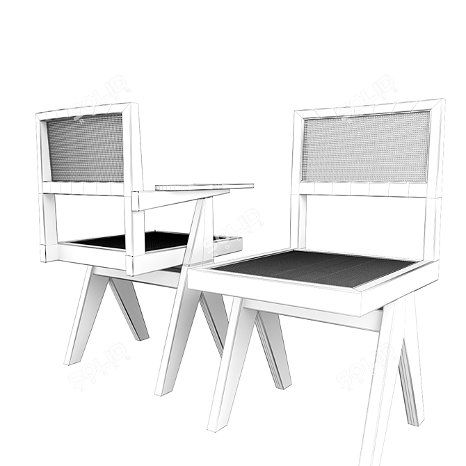 Elegant Wood Dining Chair 3D model image 5