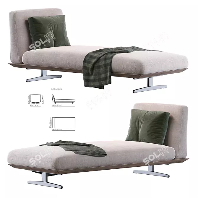 Elegant Evergreen Chaise Lounge - Versatile Luxury 3D model image 1