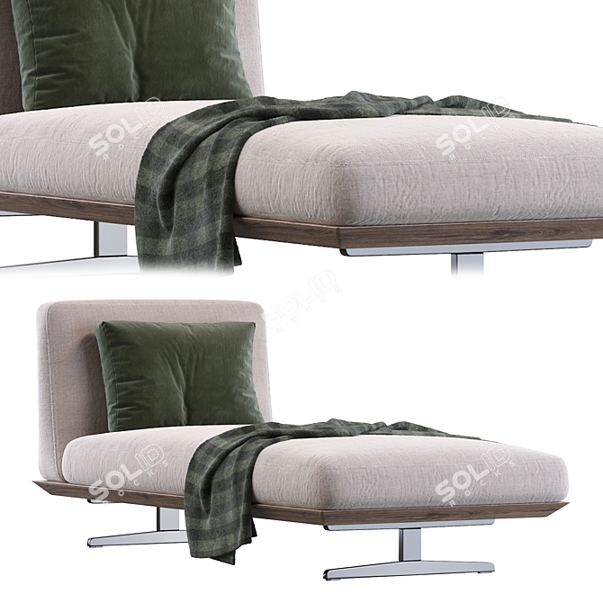 Elegant Evergreen Chaise Lounge - Versatile Luxury 3D model image 3