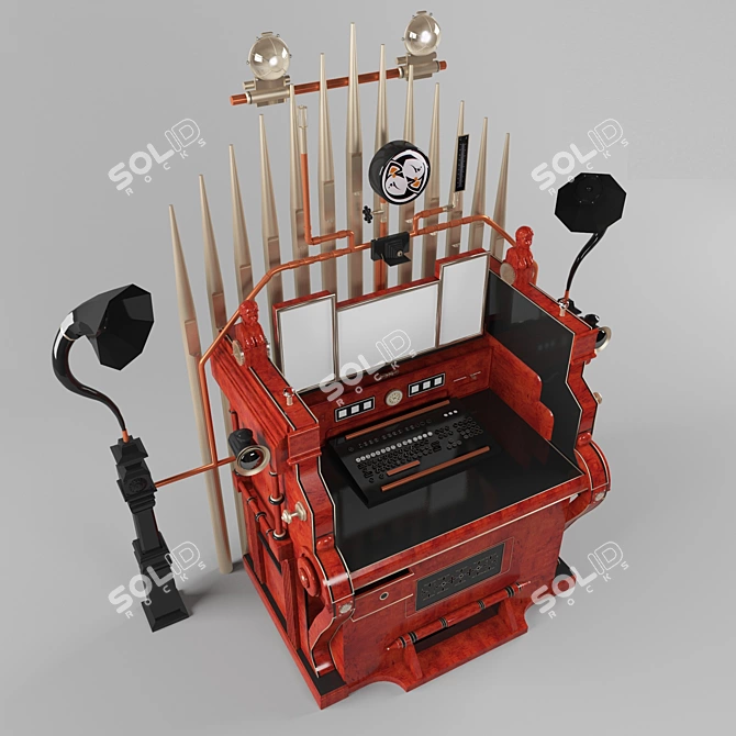 Victorian Steampunk Computer Desk 3D model image 6