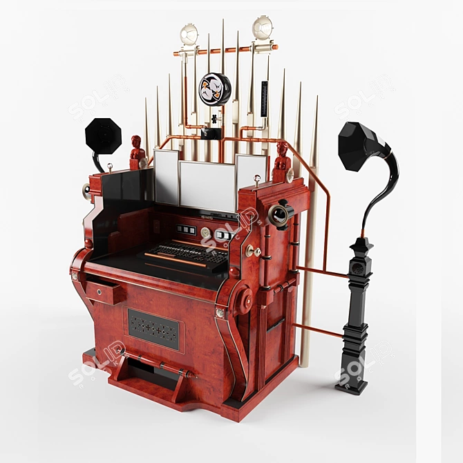 Victorian Steampunk Computer Desk 3D model image 8