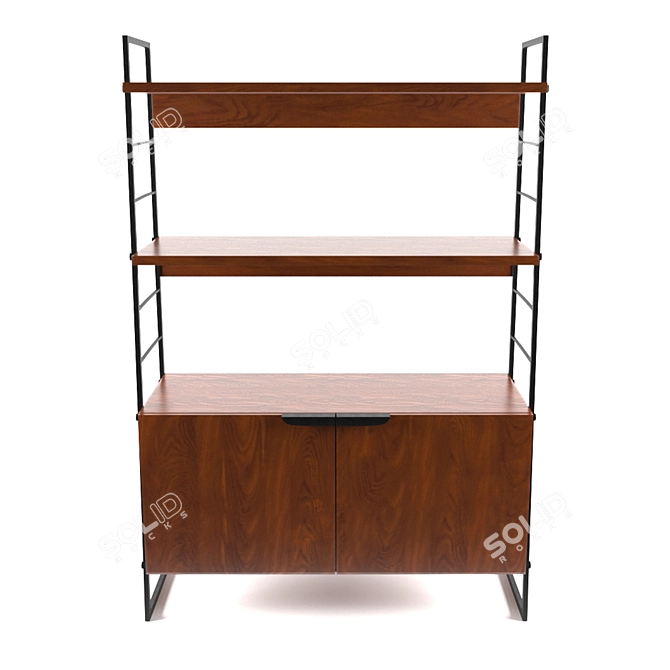 Vintage Watford Steel & Walnut Rack 3D model image 1