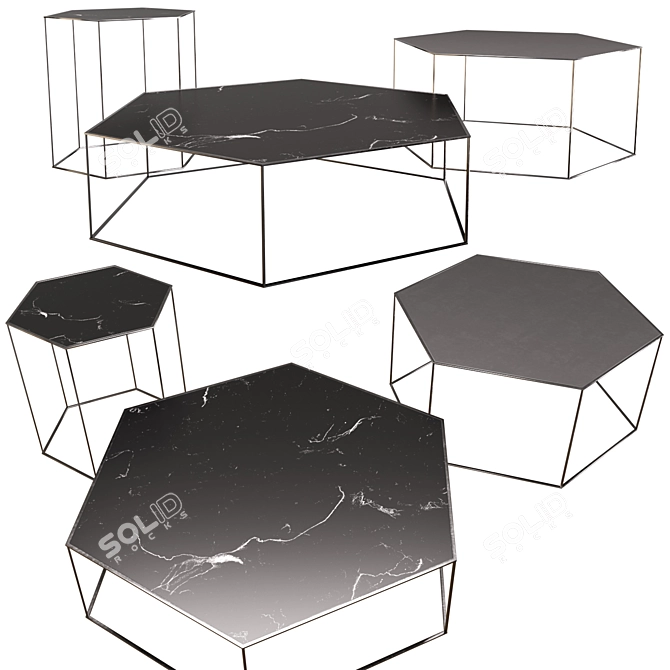 Geometric Hexagon Table Set 3D model image 1