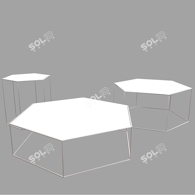 Geometric Hexagon Table Set 3D model image 2