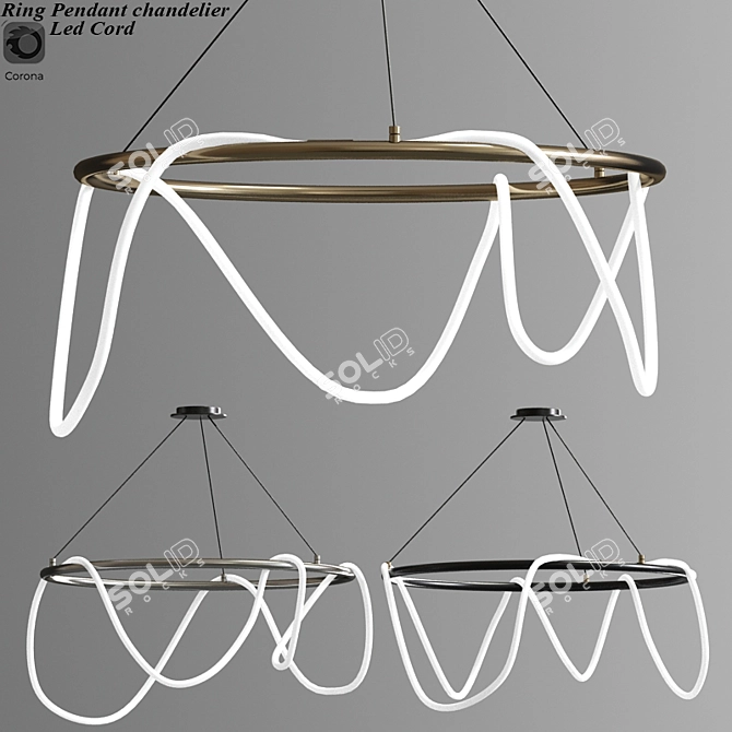 Modern LED Ring Pendant Chandelier 3D model image 1