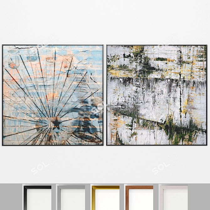 Modern Art Canvas - Set of 2 Frames 3D model image 1