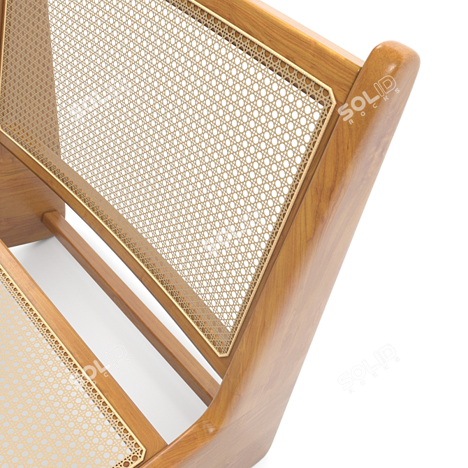 Classic Z-Shaped Kangaroo Chair by Pierre Jeanneret 3D model image 3