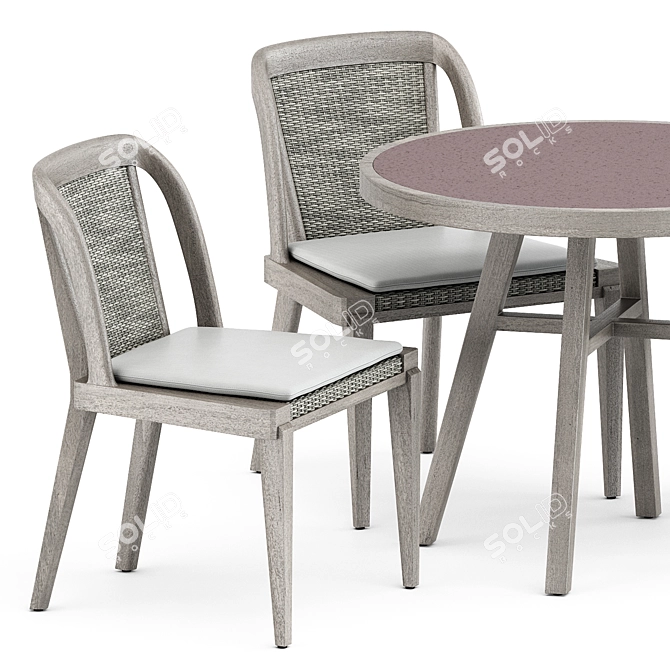 Rock Garden Side Chair & Round Table Set 3D model image 4