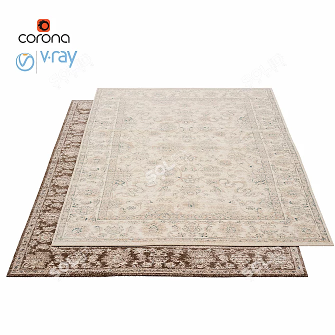 Vintage Velvet Beige Brown Rug 3D model image 1