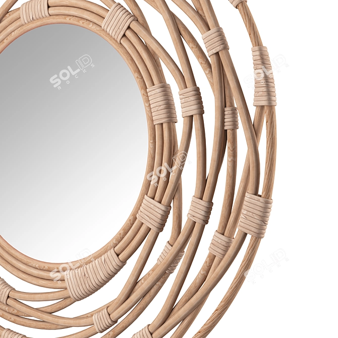 Rattan Sunburst Wall Mirror 3D model image 3