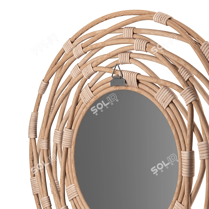 Rattan Sunburst Wall Mirror 3D model image 4