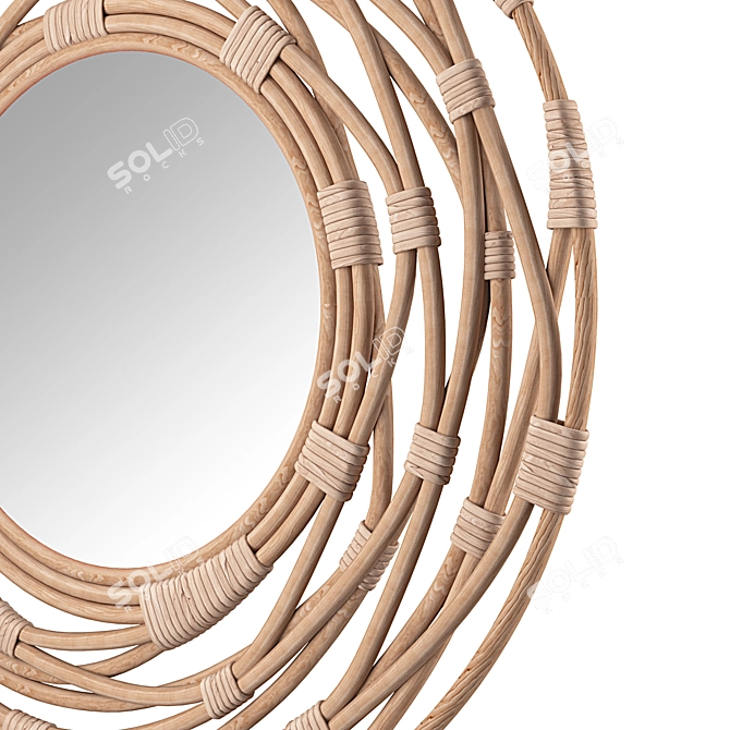 Rattan Sunburst Wall Mirror 3D model image 8