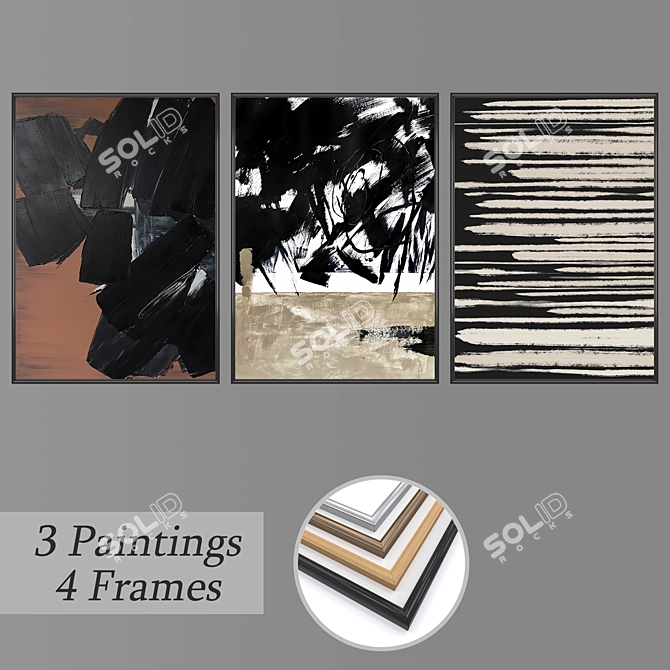 Elegant Wall Art Set with Versatile Frames 3D model image 1